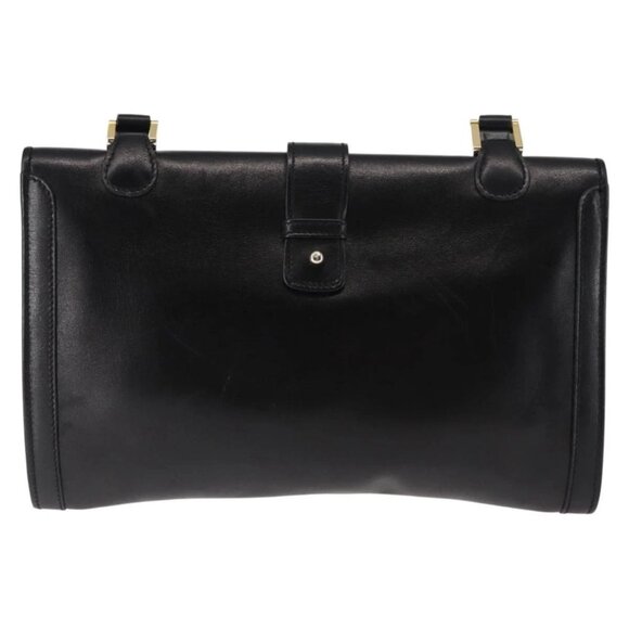 GUCCI Interlocking Shoulder Bag Leather Black Gold Auth fm4898 - Picture 3 of 16